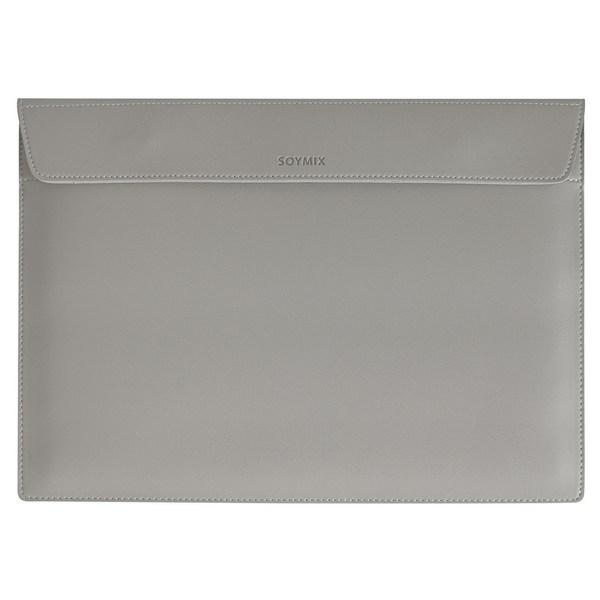 Кожаный чехол для ноутбука Soymix Magnet, сумка для MacBook SOL2, серый