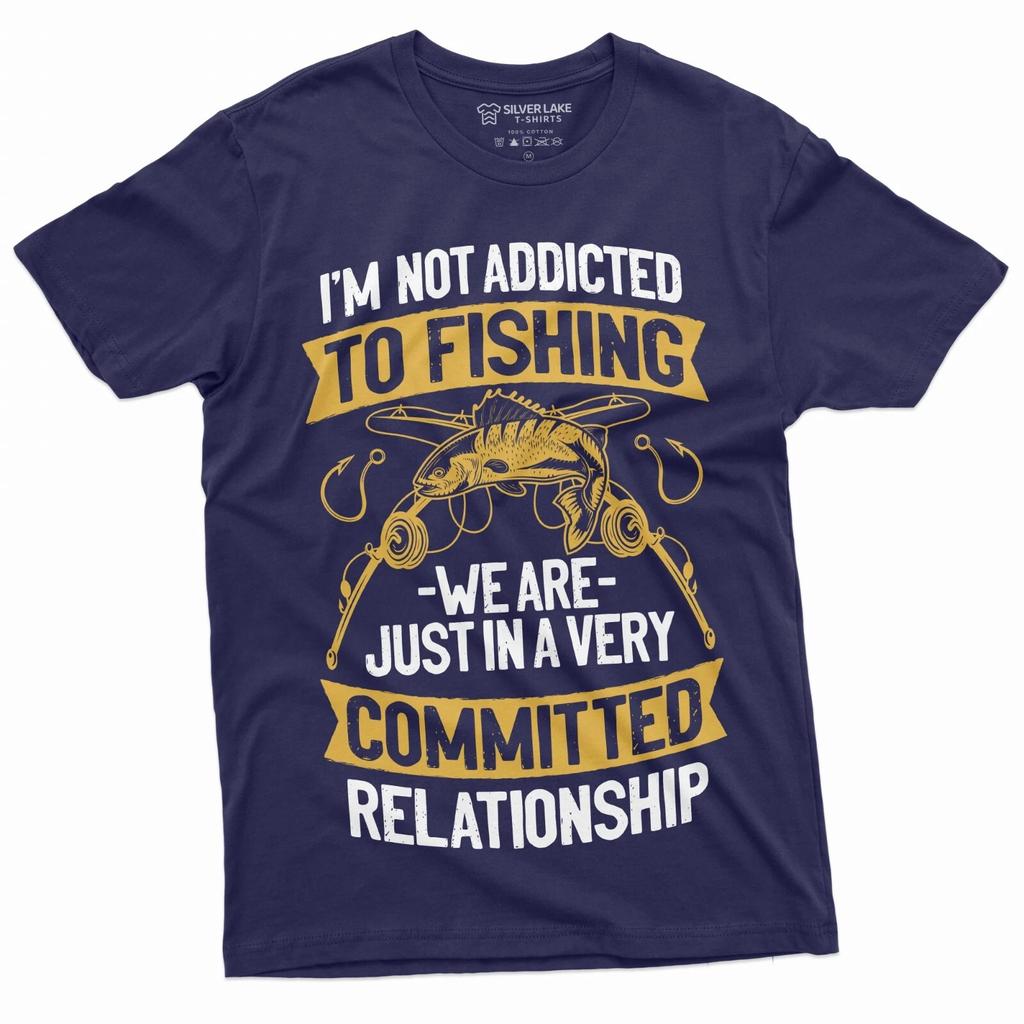 Funny Fishing T-shirt Addicted to Fishing Grandpa Dad husband Fisherman Shirt