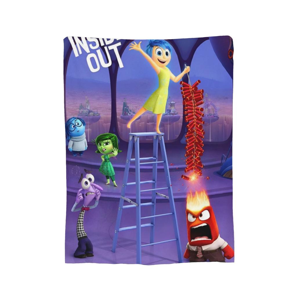 Inside Out Wool Blanket Cartoon Action Comedy Funny Throw Blankets for Sofa Bedding Lounge 125*100cm Rug Piece,