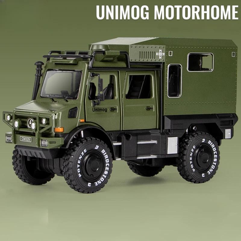 1:28 Scale UNIMOG ORV X-Class Exy 6x6 Toy Car Model Alloy Diecast Pull Back Simulation Sound Light Metal Vehicles for Boys