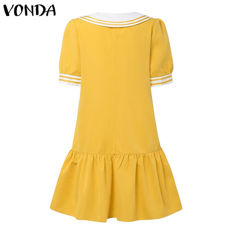 VONDA Летние женские рубашки в стиле колледжа с воротником-бабочкой и оборками на талии