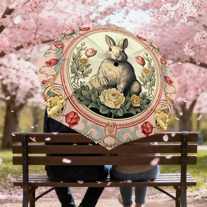 1PC rabbit floral Automatic Open/Close Umbrella Compact Folding Umbrella with 8-Rib Shaft lightweight esign, Highquality Fabric1159A