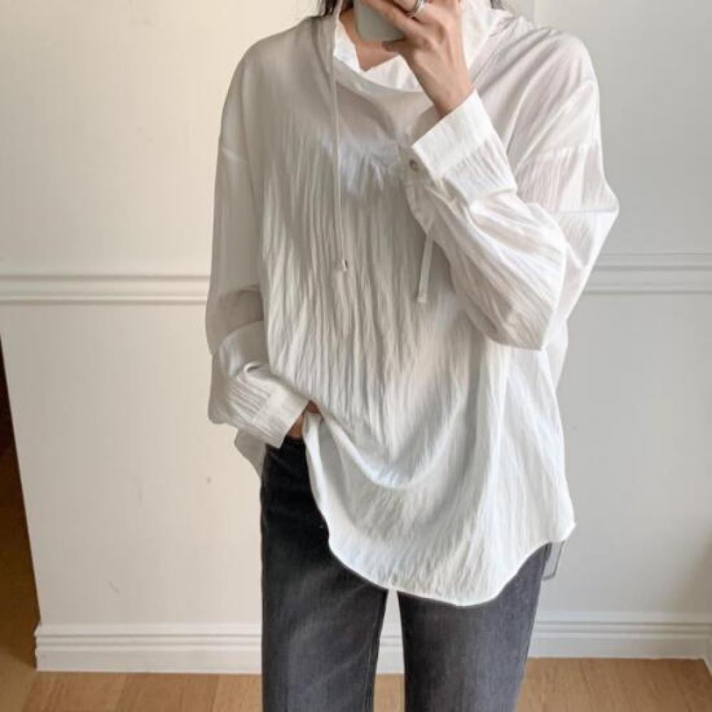 New Arrivals Open Run Women Abang Fit Neck Strap Blouse Long Sleeve