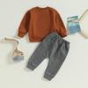 Осенние наряды для маленьких мальчиков, толстовки с круглым вырезом и длинными рукавами и длинными штанами с карманами и вышивкой, комплект одежды из 2 предметов