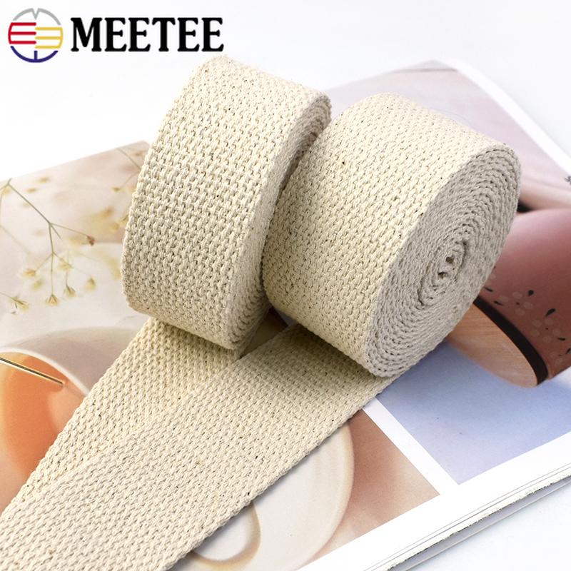 2/5/10M Meetee 10-50 мм Бежевая Хлопковая Лента 1,5 мм Толщины Холщовая Ленточка для Сумок Ремень Одежды DIY Швейная Лента Аксессуары