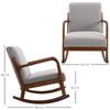 Padded Rocking Armchair, Vintage Design in Wood and Grey Polyester, for Indoors, Office, Living Room, 64x86x80cm