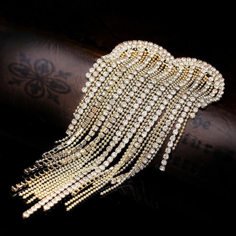 Female Fashion White Crystal Love Heart Brooches For Women Luxury Yellow Gold Silver Color Alloy Tassels Brooch Safety Pins