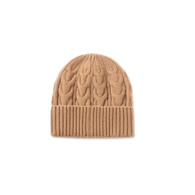 100% Pure Wool Knitted Beanie Hat Women Men Winter Warm Casual Unisex Cable Knit Cap