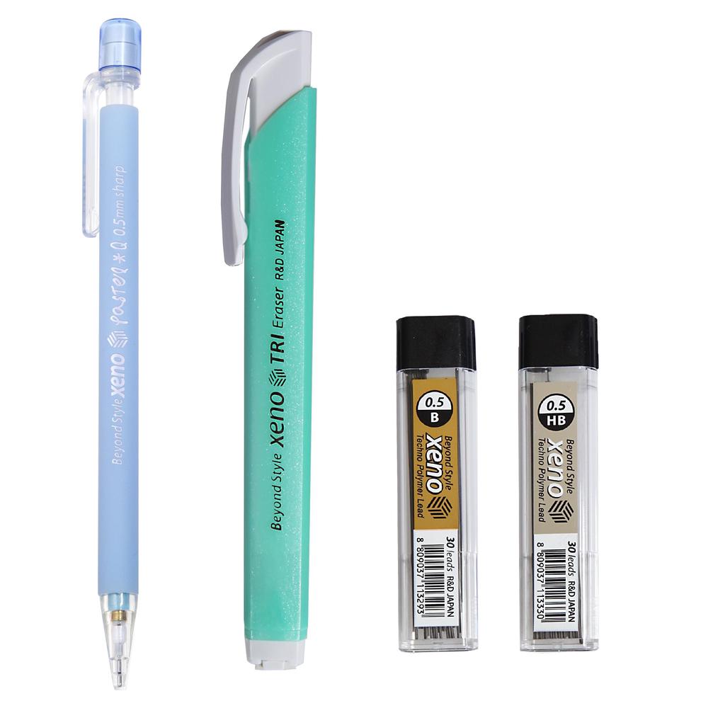 Механический карандаш Xeno Pastel Q с ластиком и запасными грифелями 0,5 мм с HB, B