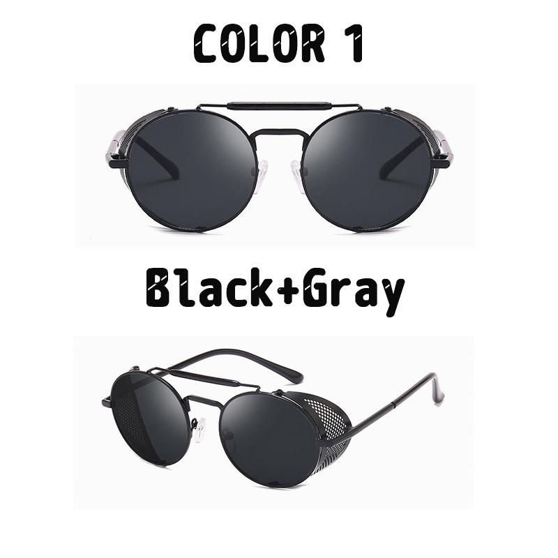 1 Pcs Gothic Steampunk Sunglasses Polarized Mens Womens Brand Designer Vintage Round Metal Frames