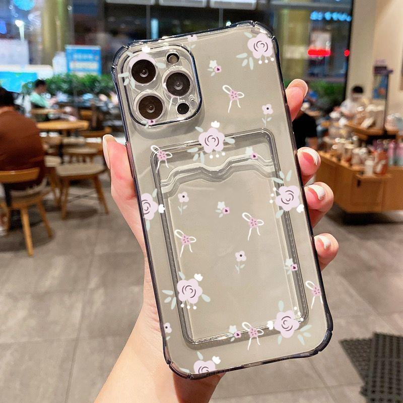 Чехол для iPhone 14 Pro Max Цветок Ромашки Прозрачный Чехол для Телефона для iPhone 11 12 13 15 16 XS XR X 7 8 Plus Кошелек Держатель для Карт Чехол
