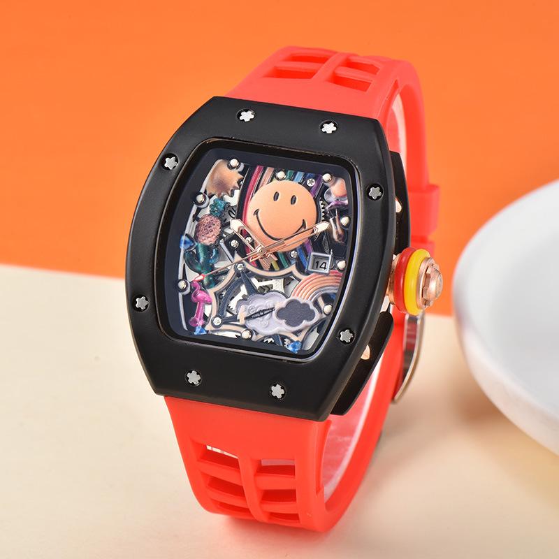 Мужские кварцевые часы из чистого белого вина с циферблатом в форме бочки, календарем и секундной стрелкой