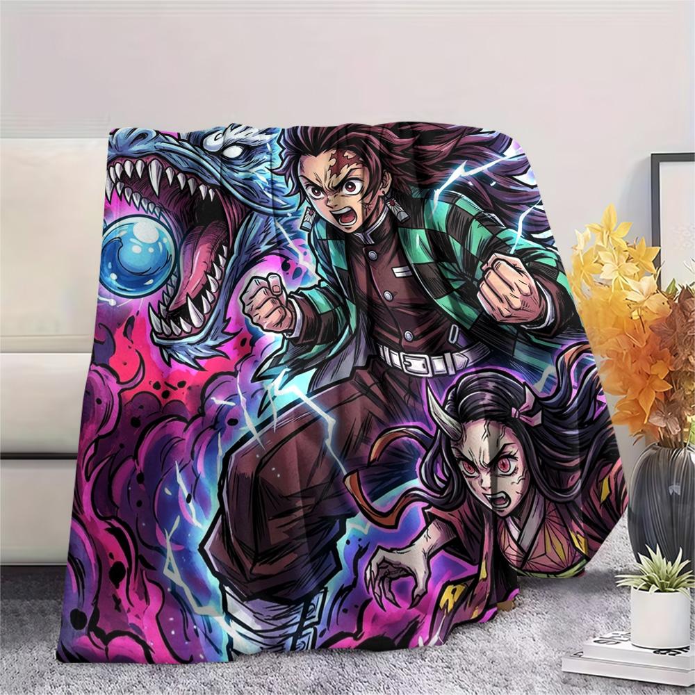 Demon Slayer Tanjiro Print Flannel Blanket, Ultra Soft High Quality All Seasons Warm Throw, Home Decor Cozy Blanket, Perfect Christmas Gift