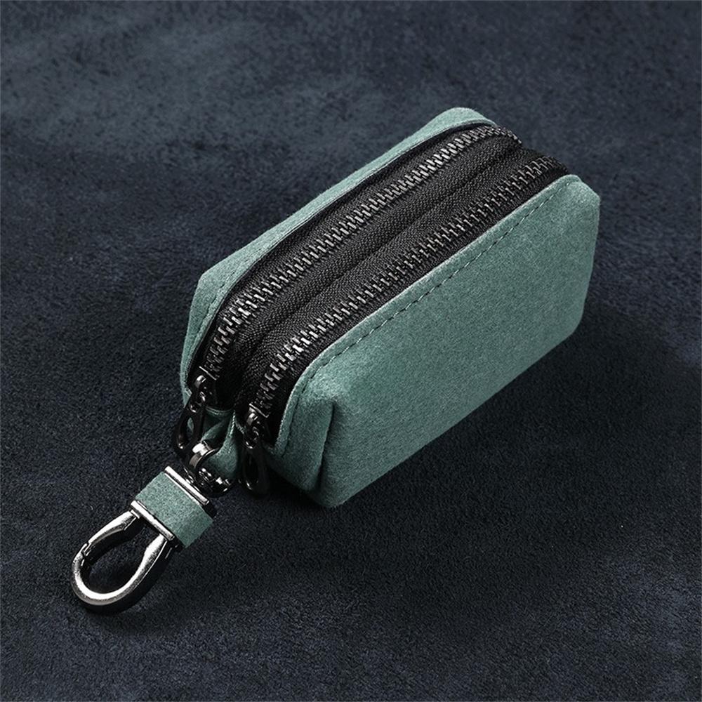 Портативный брелок для ключей для мужчин и женщин, вместительный чехол для ключей с двойной молнией, замшевый кожаный чехол для ключей, кошелек унисекс для монет