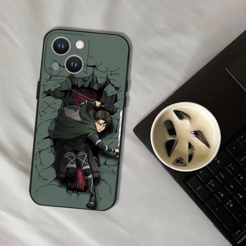 Чехол для телефона Levi Ackerman Атака Титанов Для iPhone 17,16,15,14,13,12,11,Pro,XS,Max,XR,Plus,E,SE4,Mini Черный Мягкий Чехол