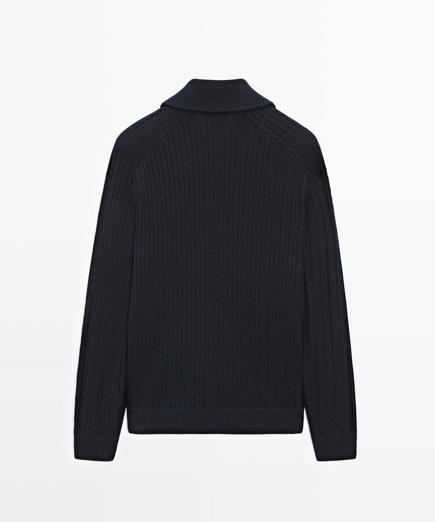 Хлопковый кардиган на молнии с косами Massimo Dutti