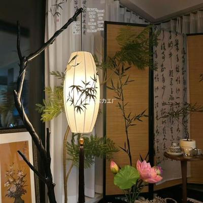 Ретро Китайский Дзен Торшер - Ветви Тканевый Фонарь для Атмосферы Чайной Комнаты и Гостиной