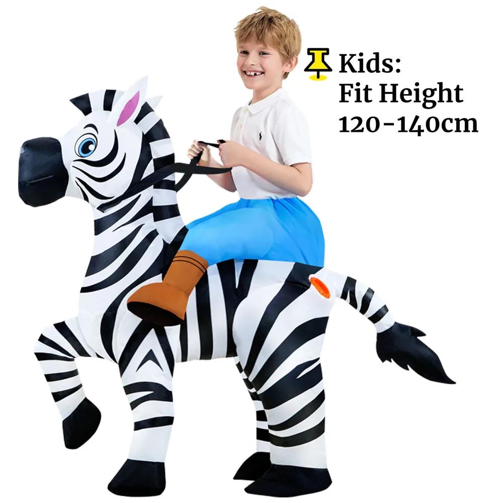 Надувной костюм-зебра для детей, на котором можно ездить, смешной надувной костюм животного для мальчиков и девочек, Хэллоуин, карнавал, вечеринка, наряд, косплей