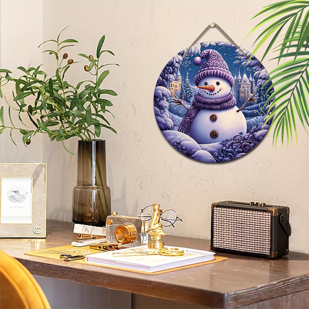 Очаровательная деревянная рождественская табличка «Снеговик», теплое зимнее круглое рождественское украшение для декора на входную дверь или стену, идеальный рождественский подарок