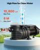 Above Ground Pool Pump, 180W, 10,800 L/H Max Flow Single Speed Swimming Pool Pump, AC 220-240V, 2850 RPM, 8 m Max Head Lift, with Filter Basket & Lid,