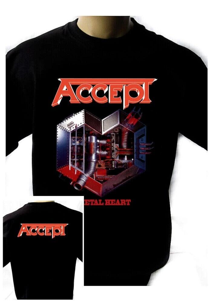 Accept METAL HEART 1985 Black T-Shirt Men Shirt Rock Band Tee Music Shirt Unisex T-Shirt Graphic Tee