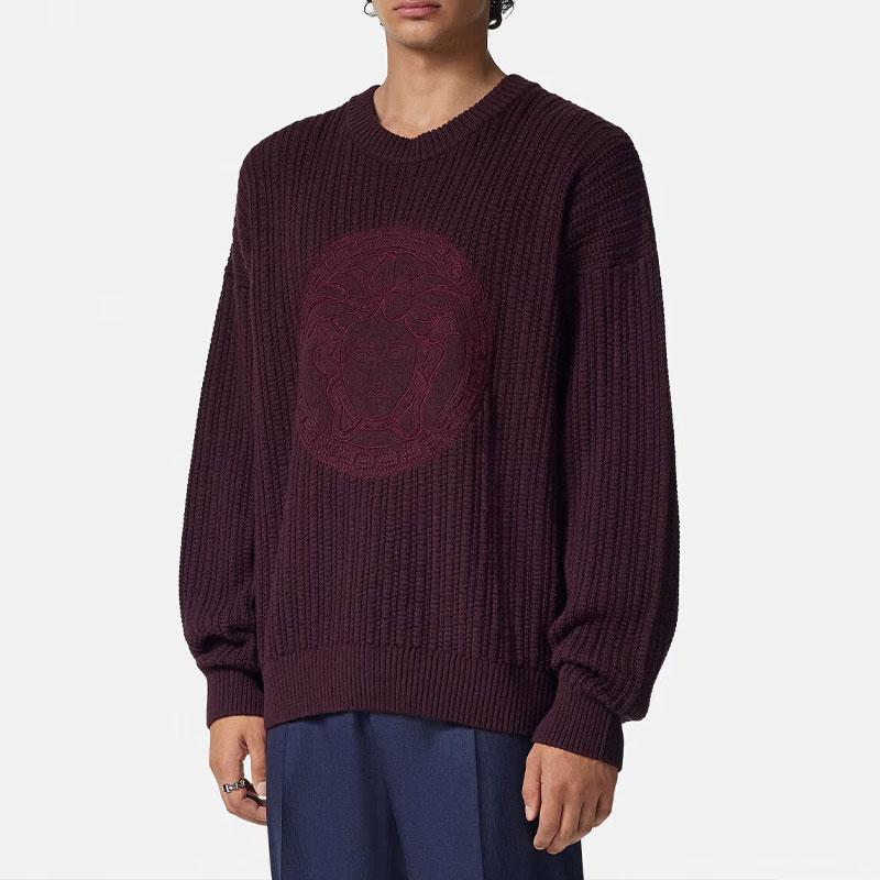 VERSACE Medusa embroidered Cable knit Sweater 1018402-1A12939-1LH50