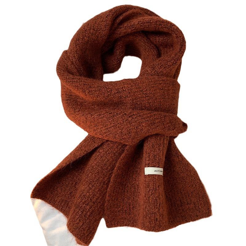Шарф Женский Новый Зимний Вязаный Шерстяной Шарф Красный Корейская Версия Универсальный Высококлассный Однотонный Теплый Для Пары