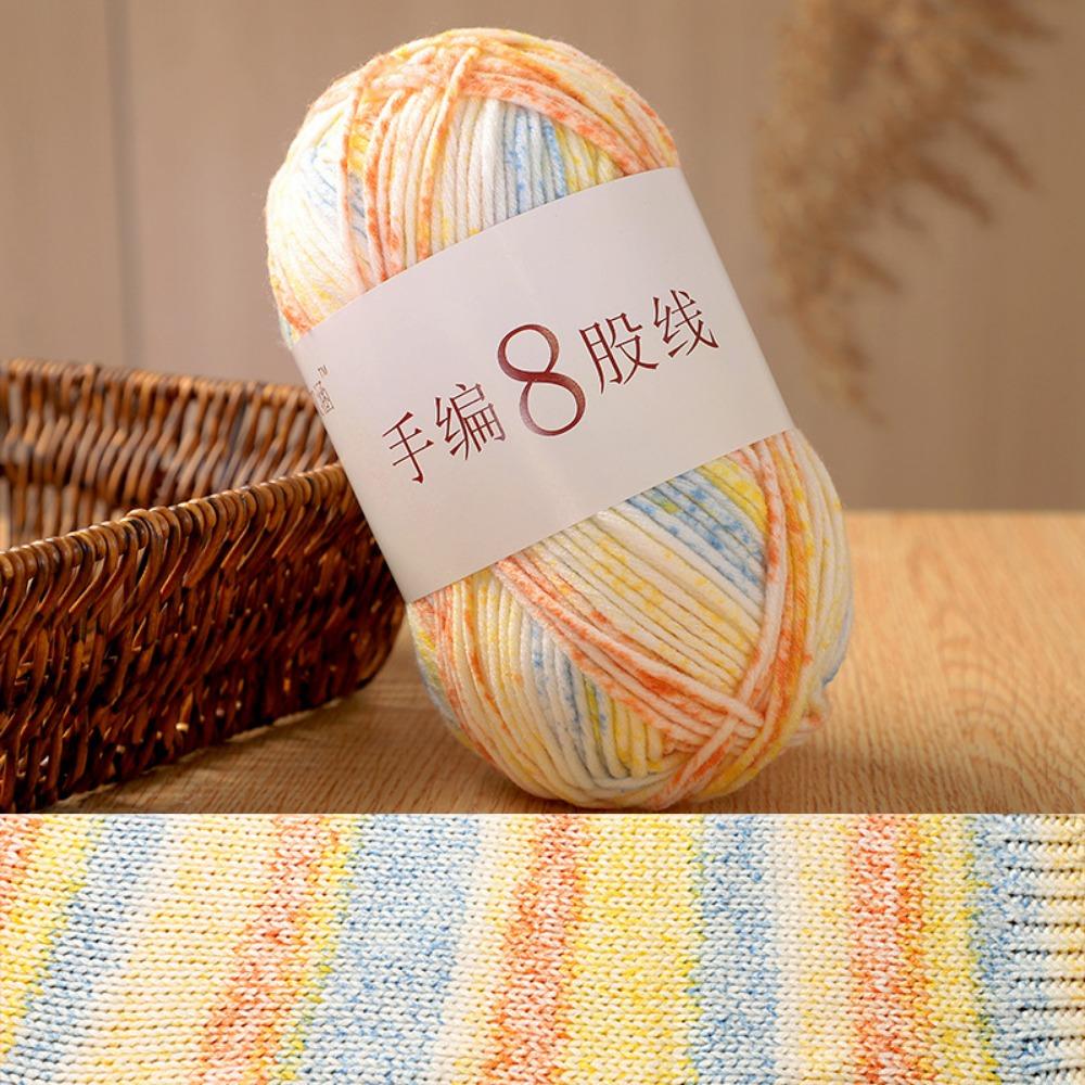 8 Strands Hand Knitting Yarn DIY Multi-Color 8-Ply Crochet Yarn Rainbow Segment Coarse Yarn Hand-Dyed Yarn Crochet Projects