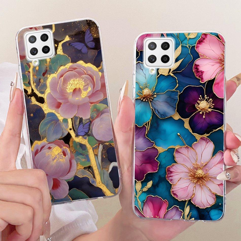 For Samsung Galaxy A22 4G A225F 5G A226B Cute Flower Butterfly Cat Painted Case For Samsung A22 Soft Silicone TPU Phone Cases