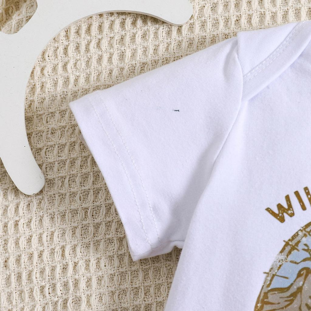 1-18 месяцев Детский комбинезон из хлопка с принтом «Дичее, чем на Западе» с короткими рукавами, комбинезон-комбинезон