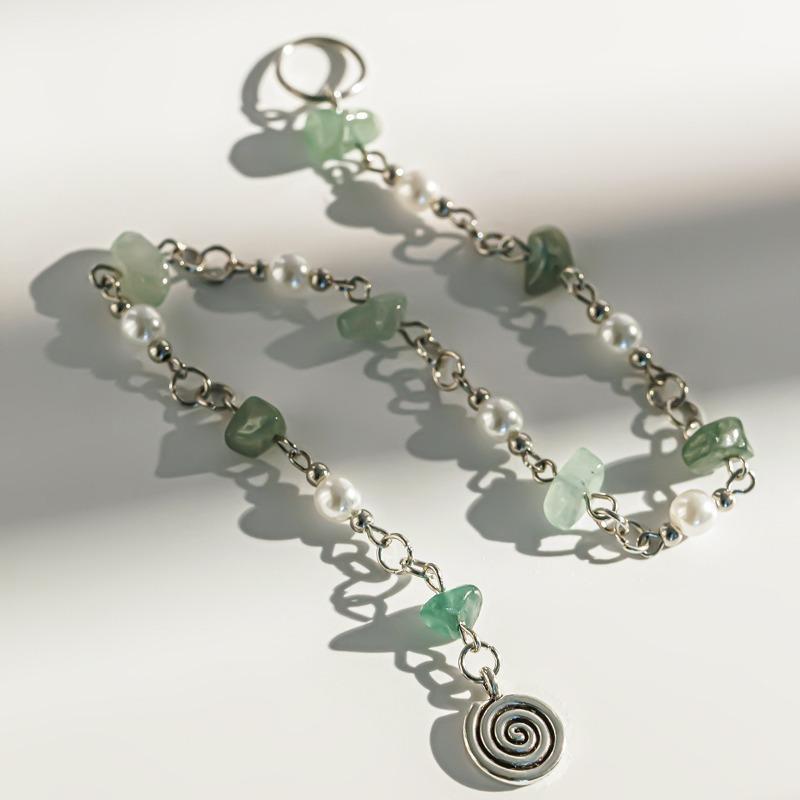 Красочные цепочки с косами в стиле панк из натуральных камней, кольца для волос для девочек, кулон в виде лунных звезд, искусственный жемчуг, бисер, повязка на голову с кисточками, украшения для волос, аксессуары