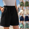 Women's Shorts Solid Color Loose Pocket Elastic Waist Drawstring Shorts