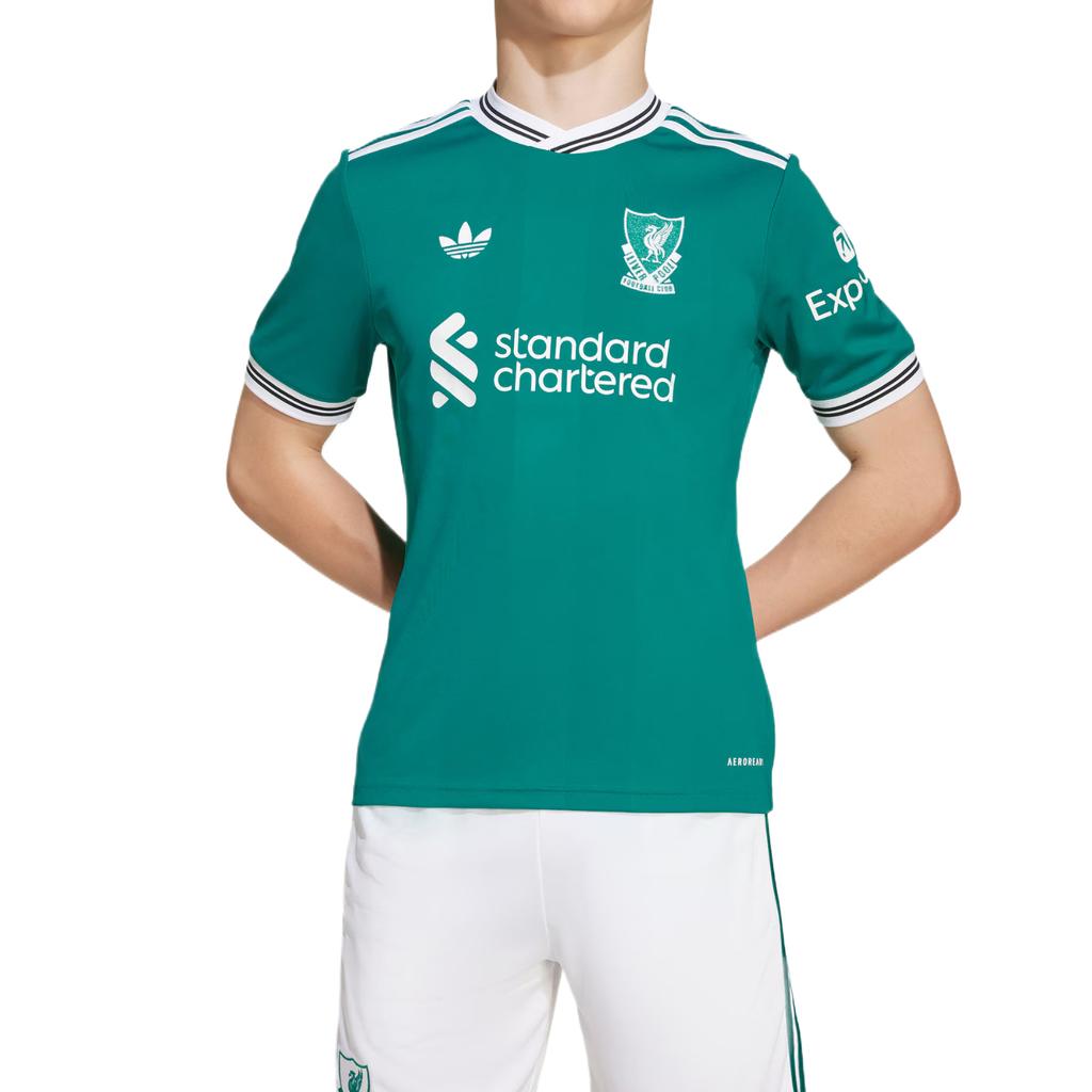 Adidas Оригинальная третья футболка Liverpool FC Aeroready 25/26 с логотипом, с коротким рукавом, пуловер, детские топы JV6468