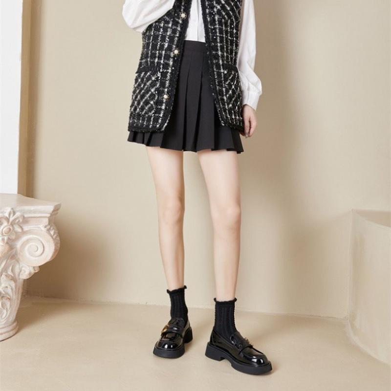 Маленькие кожаные туфли женские в британском стиле на толстом каблуке, женские туфли на платформе, корейская версия студенческой женской обуви, универсальные