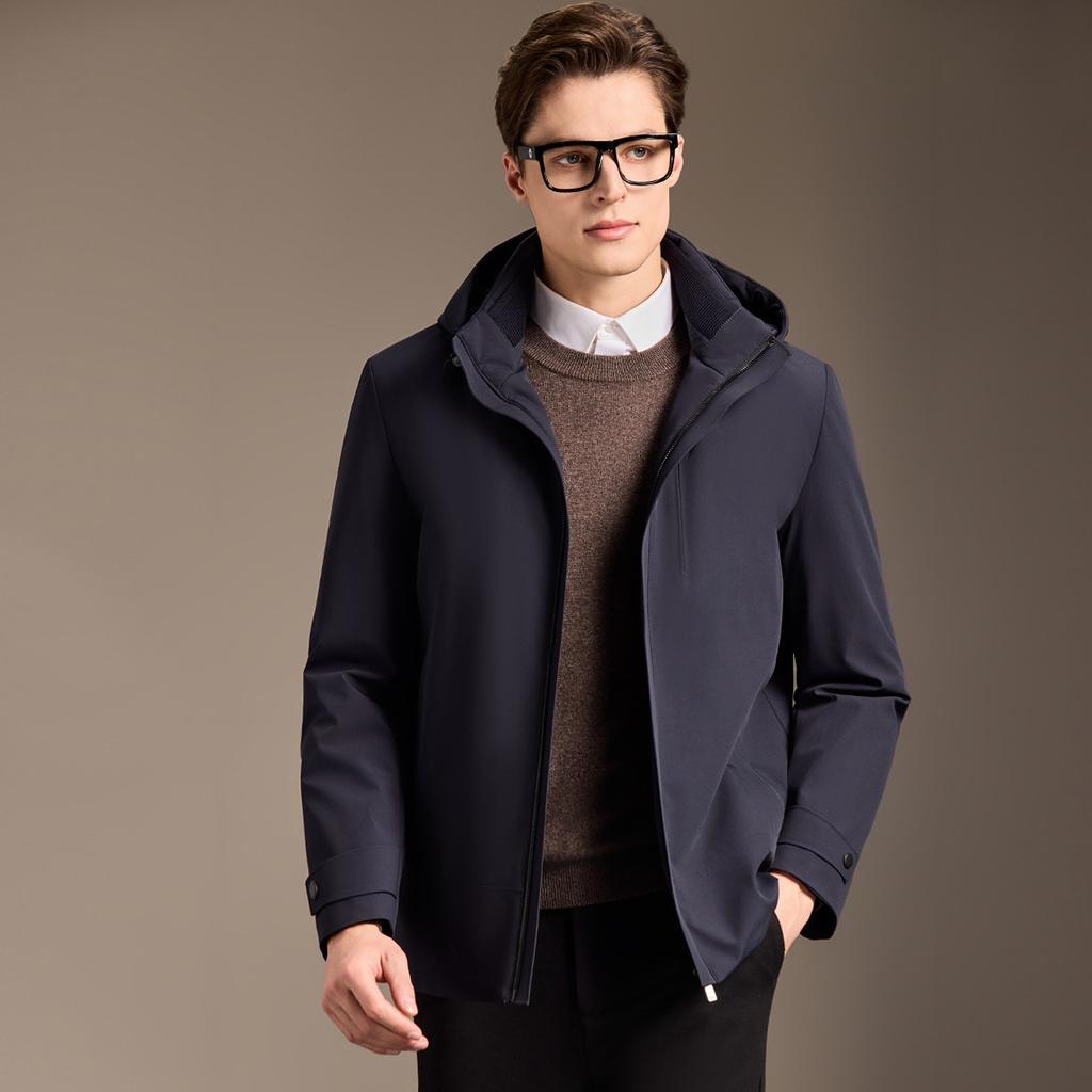 [Detachable Goose Down Inner Tank] Business and Leisure Hooded Down Jacket for Men, Windproof and Warm Jacket Style Goose Down Jacket