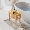 45cm 2-Tier Slatted Shower Bench Storage Seat w/ 4 Legs Comfortable Safe Bathroom Stool Spa Bath Organiser