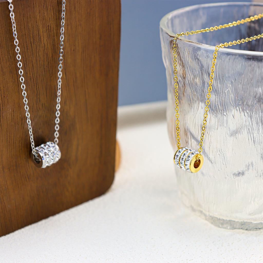 Маленькая талия с бриллиантами и нержавеющая титановая сталь, не тускнеющая, ожерелье для женщин, холодный тренд, кулон, цепочка для ключицы