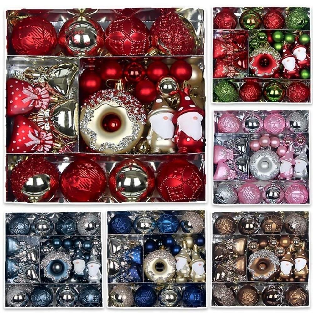 60 PCS Dwarf Christmas Ball Ornaments Snowflake Christmas Tree Hanging Decor Holiday Party