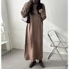 Autumn Long Sleeve Knitted Sweater Dress Women Elegant Winter Fashion Loose Knitwear Dress Female Simple Office Ladies Long Dresses Clothing 1328