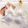 Women's French Triangle Cup Wireless Push Up Seamless Bra for Small Bust Thin Style Soft Support with Thin Shoulder Straps