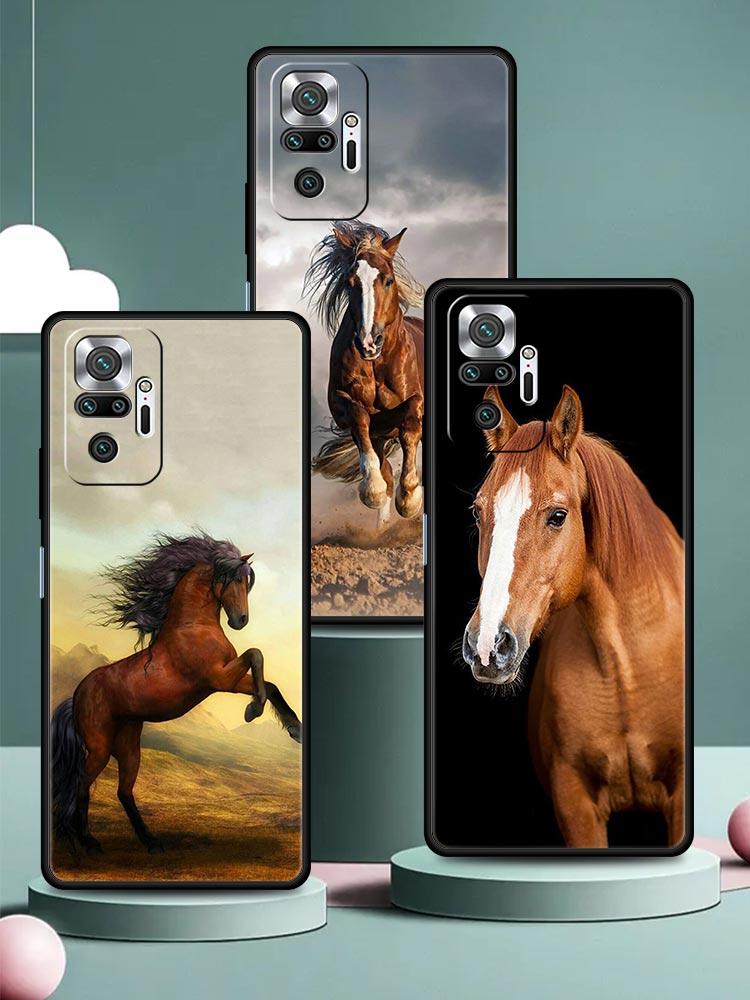 Чехол для телефона с изображением животного Лошадь для Redmi 14C 10C Note 15 14 13 12 10 11 K40 Pro Plus 5G Мягкий ТПУ Ударопрочный Корпус Funda Capas Сумка