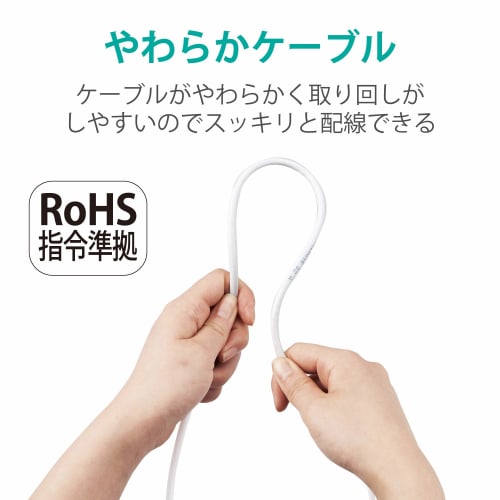 Elecom LAN Cable CAT6A 7m Nail Break Prevention Connector Soft White LD-GPAY/WH7