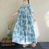 Short Sleeve Plus Size Cotton Vintage Floral New In Dresses for Women Casual Loose Long Summer Dress