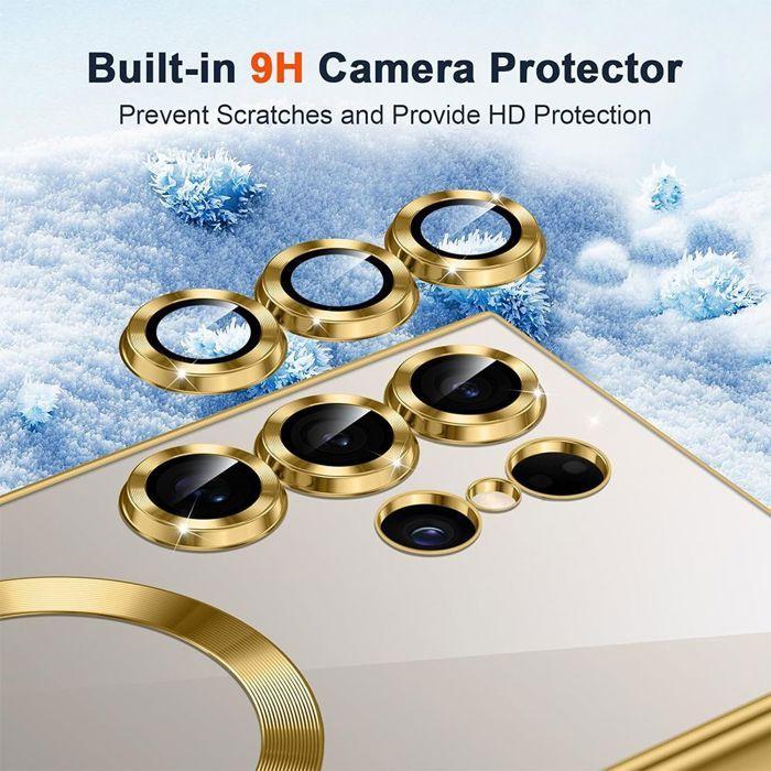 Coque pour Samsung Galaxy S26 Ultra, Protection avec Anneau Magnétique - Doré - 2 Verres Trempés