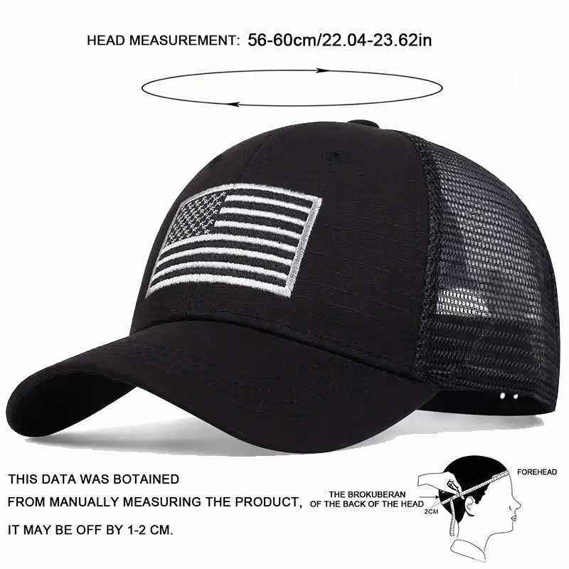 Unisex American Flag Embroidery Baseball Net Caps Spring and Summer Outdoor Adjustable Casual Hats Sunscreen Hat