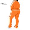 2 Pcs/Set Women Jogging Suit Plus Size Zip-up Long Sleeve Sweatsuit with Trousers Loose Fit Tracksuit Sports Outfit for Joggers