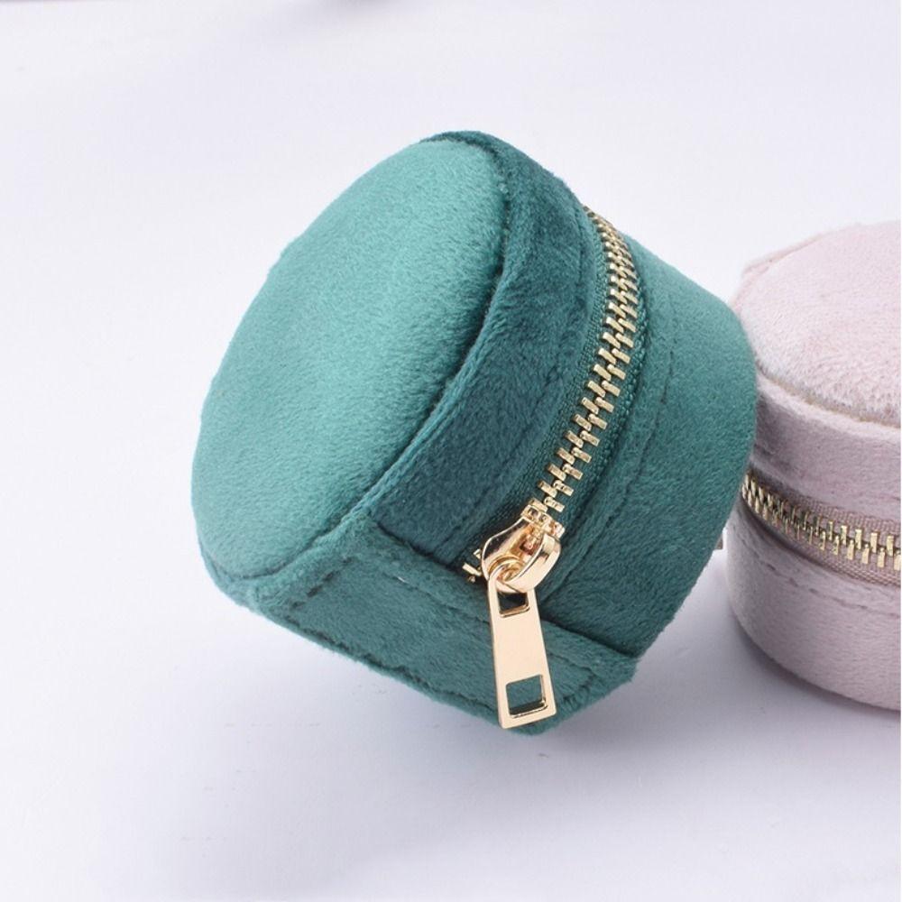 Mini Velvet Jewelry Box Round Shape Earrings Rings Bag Retro Jewelry Case Travel