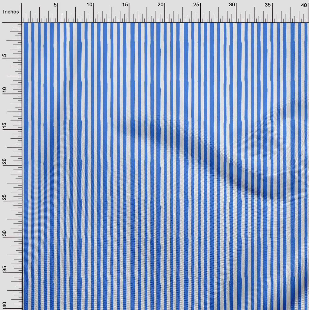 oneOone Cotton Flex Blue Fabric Stripes Craft Projects Decor Fabric Printed By The Yard 40 Inch