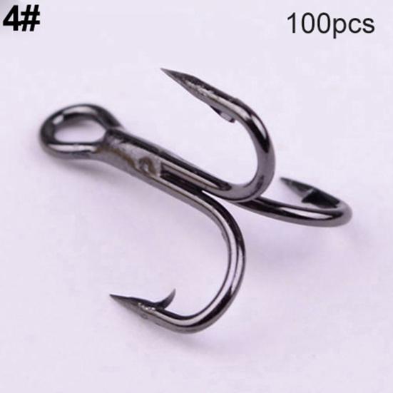 100 шт. тройные крючки из высокоуглеродистой стали, 7 размеров, 2/4/6/8/10/12, снасти для рыболовных крючков