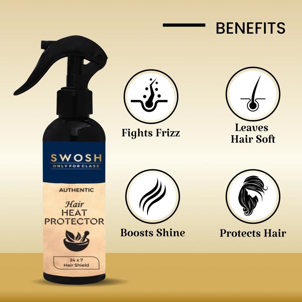 Термозащитный спрей для волос (200 мл), Hair Heat Protector Spray,  Swosh